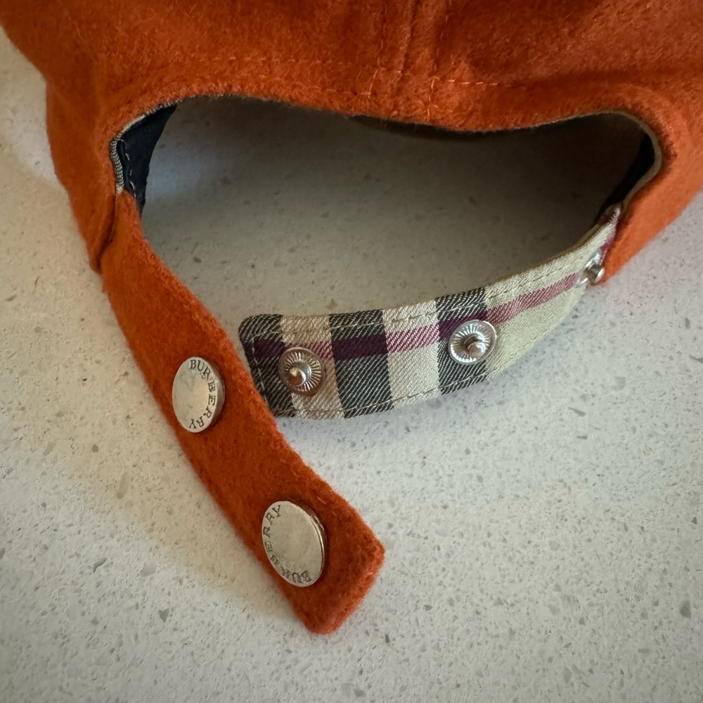 Burberry Wool Orange Baseball Hat Nwot View 5